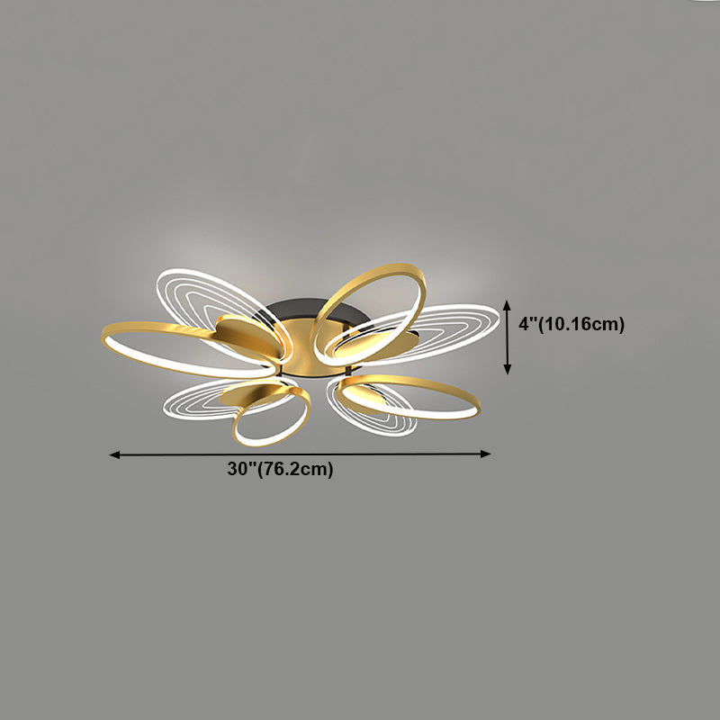 Forma de la flor de metal al ras del techo de techo moderno múltiples luces de montaje al ras en oro
