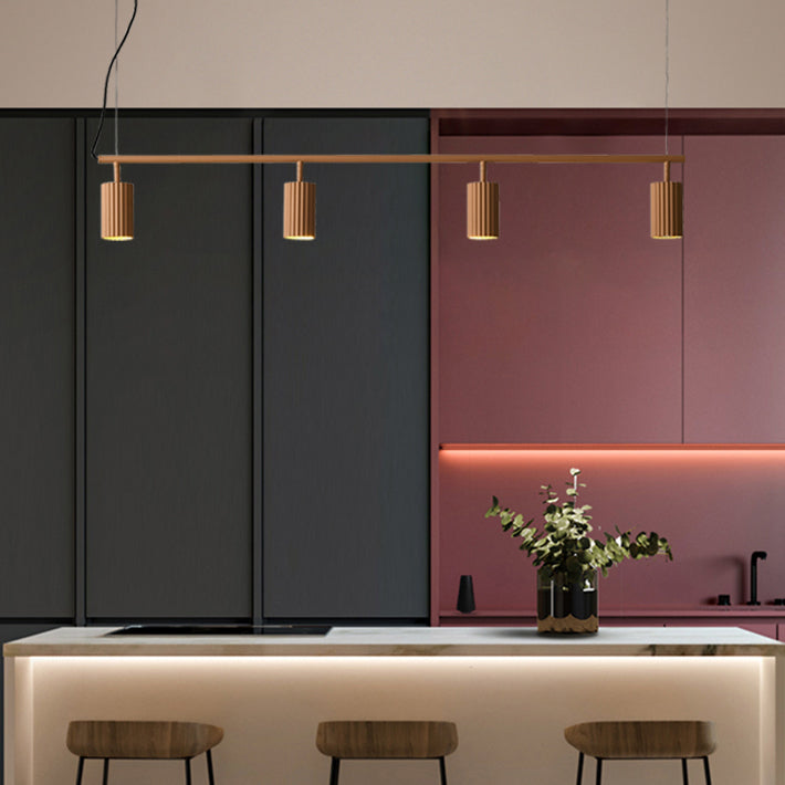 Moderne stijl cilinder eiland verlichtingsarmaturen metaal 4 lichte hanglamp armaturen