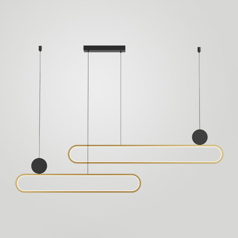 Eigentijdse stijl lineaire vorm eilandlichten metaalhangende hanglampen in goud