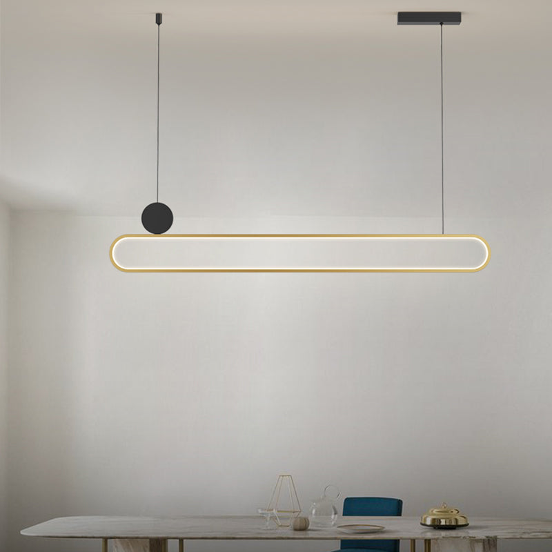 Eigentijdse stijl lineaire vorm eilandlichten metaalhangende hanglampen in goud