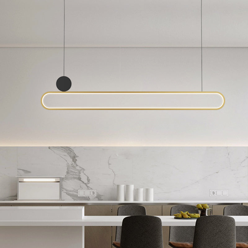 Eigentijdse stijl lineaire vorm eilandlichten metaalhangende hanglampen in goud