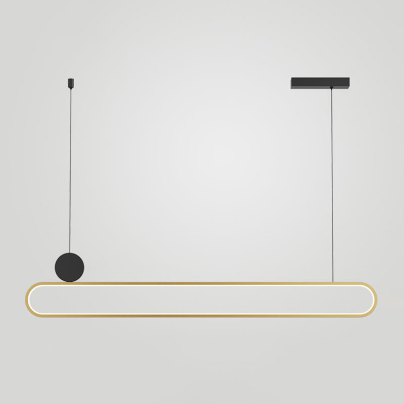 Eigentijdse stijl lineaire vorm eilandlichten metaalhangende hanglampen in goud