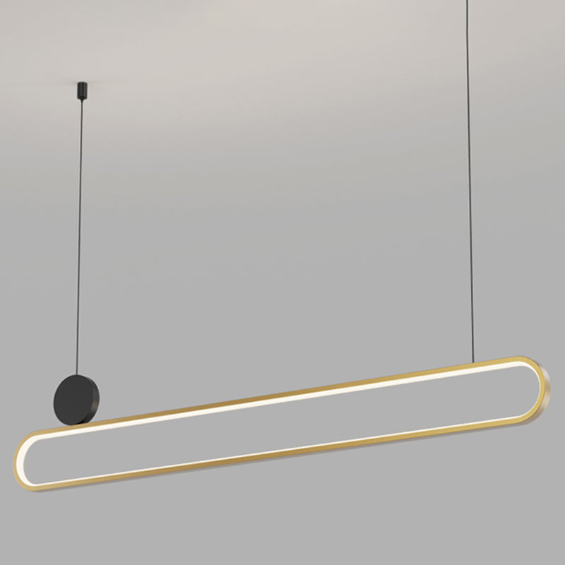 Eigentijdse stijl lineaire vorm eilandlichten metaalhangende hanglampen in goud