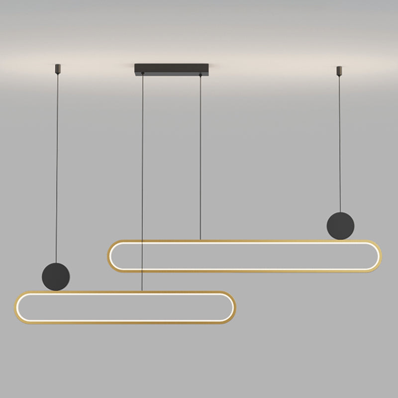 Eigentijdse stijl lineaire vorm eilandlichten metaalhangende hanglampen in goud