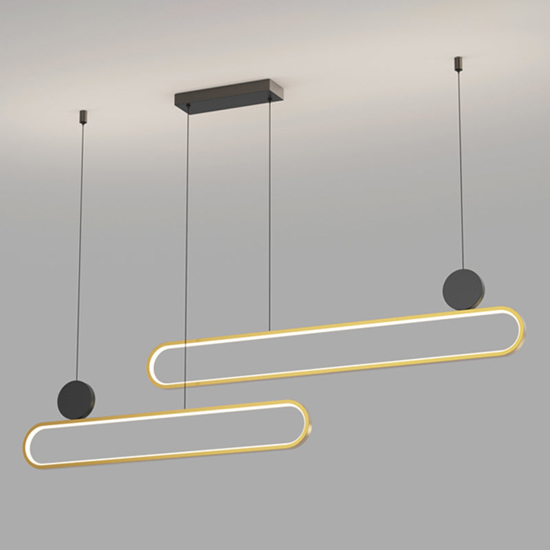 Eigentijdse stijl lineaire vorm eilandlichten metaalhangende hanglampen in goud