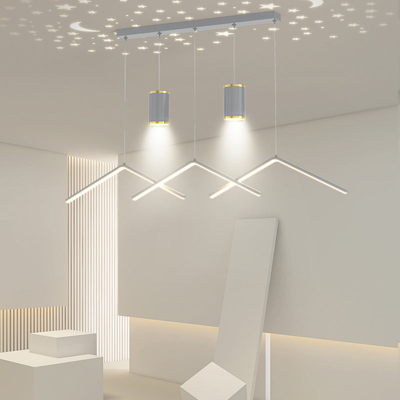 Zeitgenössischer Stil linearer Form Island Leuchten Metall 3 Licht hängende Anhängerleuchten