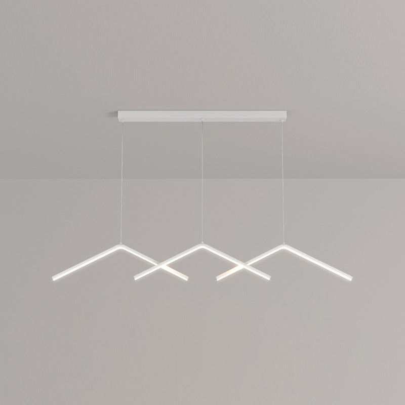 Zeitgenössischer Stil linearer Form Island Leuchten Metall 3 Licht hängende Anhängerleuchten