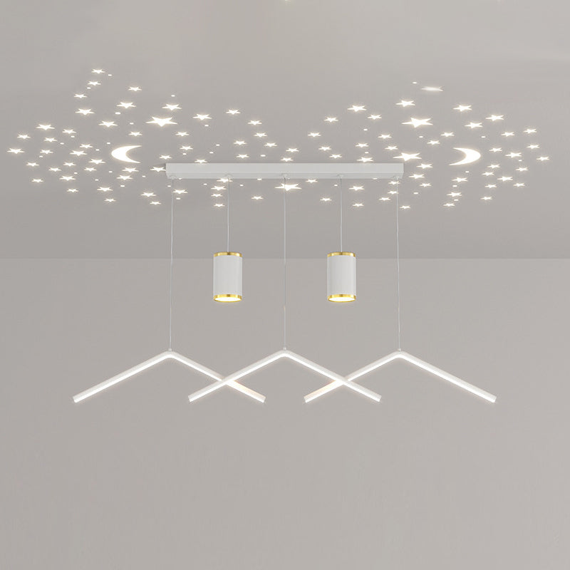 Zeitgenössischer Stil linearer Form Island Leuchten Metall 3 Licht hängende Anhängerleuchten