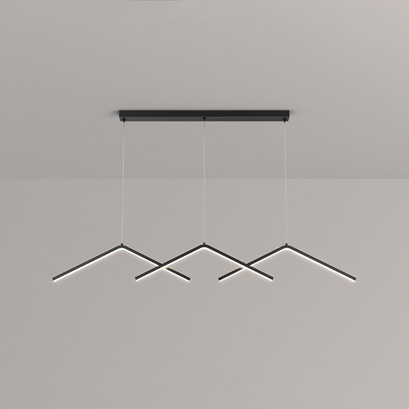Zeitgenössischer Stil linearer Form Island Leuchten Metall 3 Licht hängende Anhängerleuchten