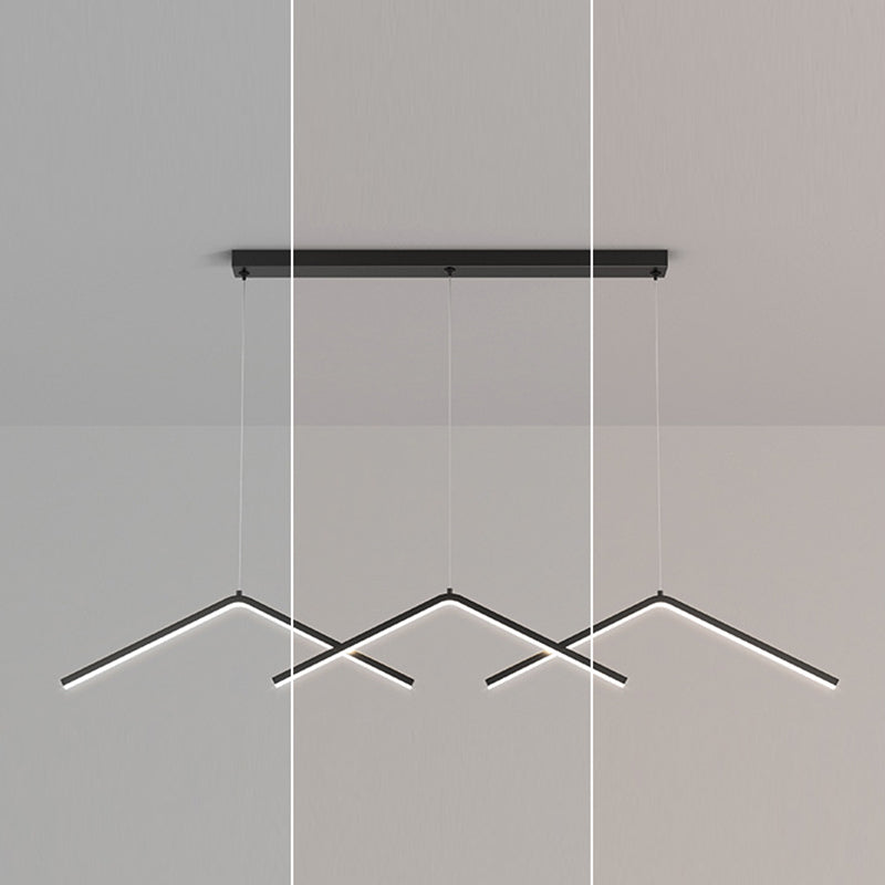 Zeitgenössischer Stil linearer Form Island Leuchten Metall 3 Licht hängende Anhängerleuchten