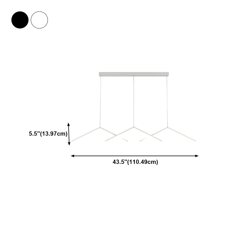 Zeitgenössischer Stil linearer Form Island Leuchten Metall 3 Licht hängende Anhängerleuchten