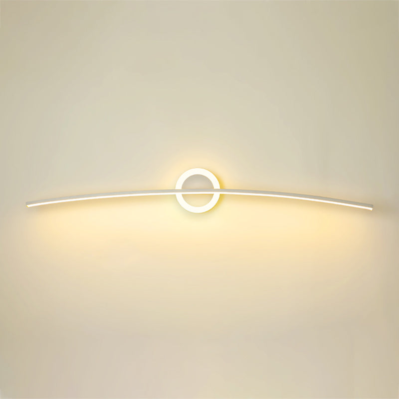 Linear Shade Metal Wall Sconce Modern Style Single Light Wall Mount Light in White