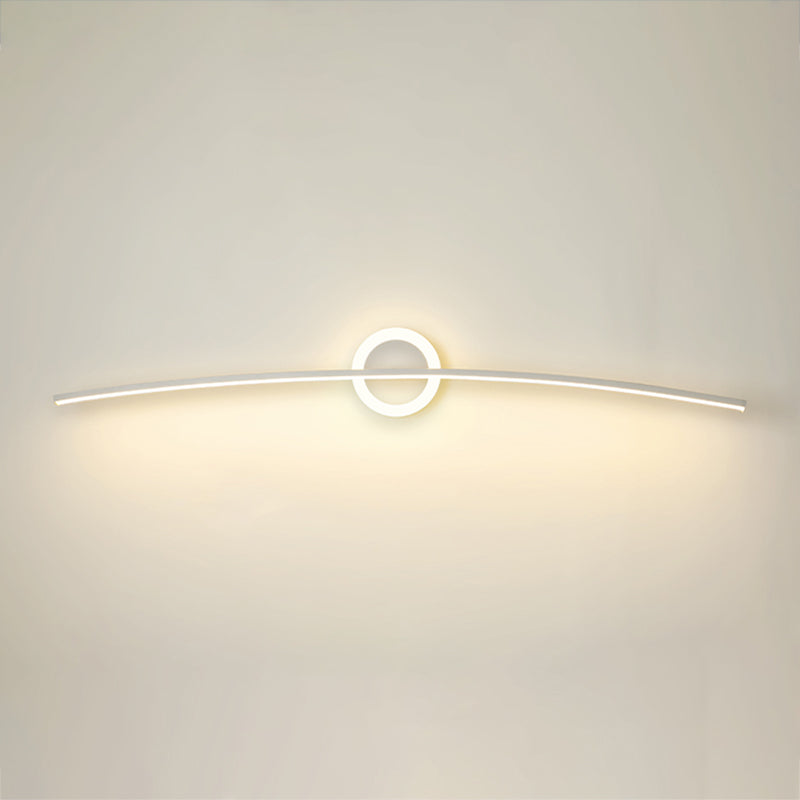 Linear Shade Metal Wall Sconce Modern Style Single Light Wall Mount Light in White