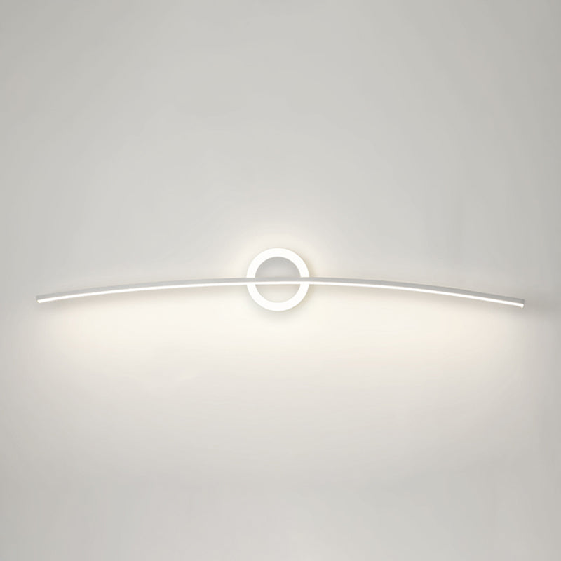 Linear Shade Metal Wall Sconce Modern Style Single Light Wall Mount Light in White