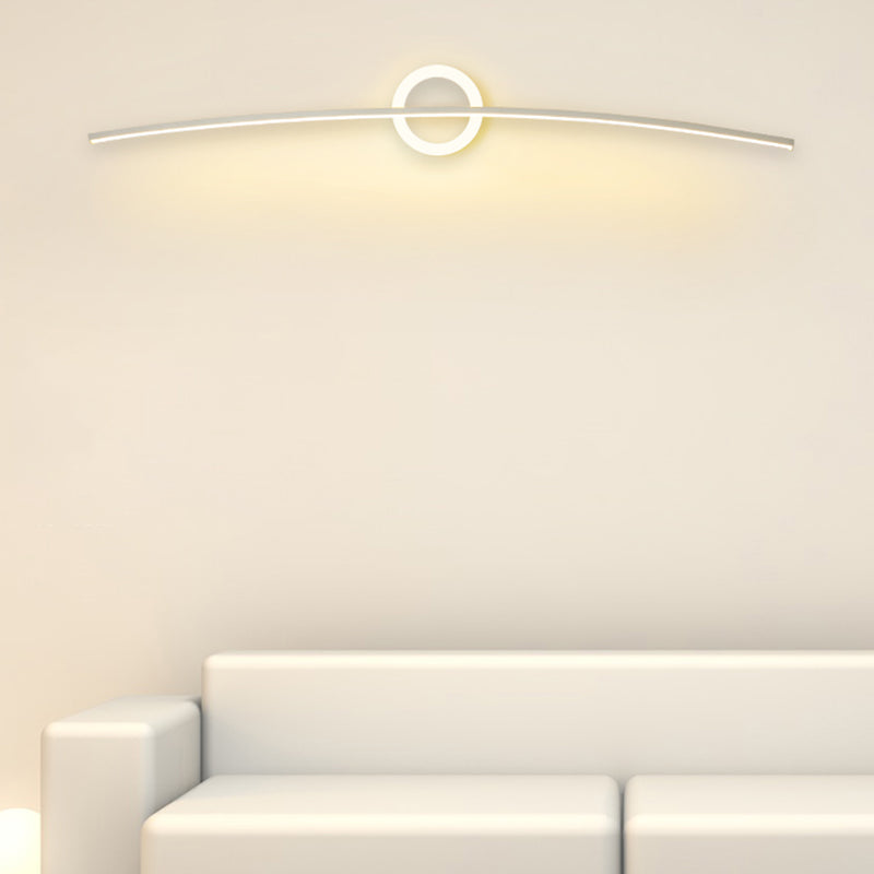 Linear Shade Metal Wall Sconce Modern Style Single Light Wall Mount Light in White