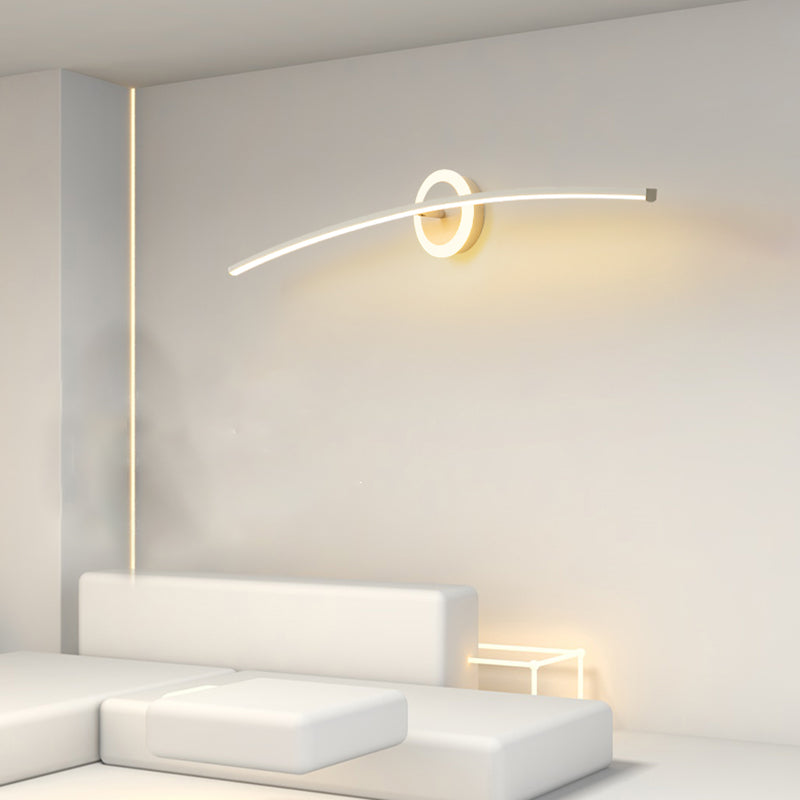Linear Shade Metal Wall Sconce Modern Style Single Light Wall Mount Light in White