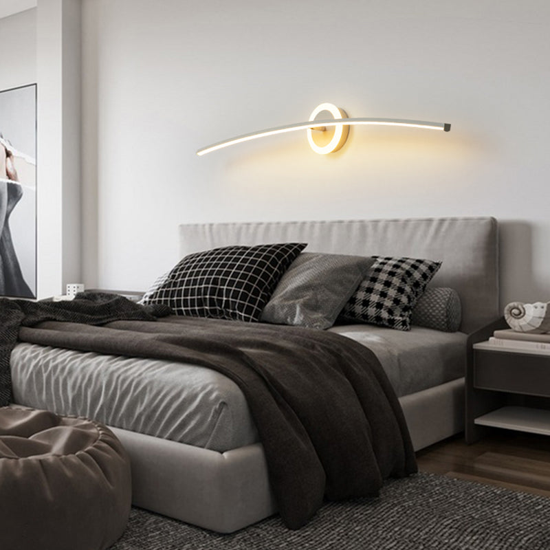 Linear Shade Metal Wall Sconce Modern Style Single Light Wall Mount Light in White