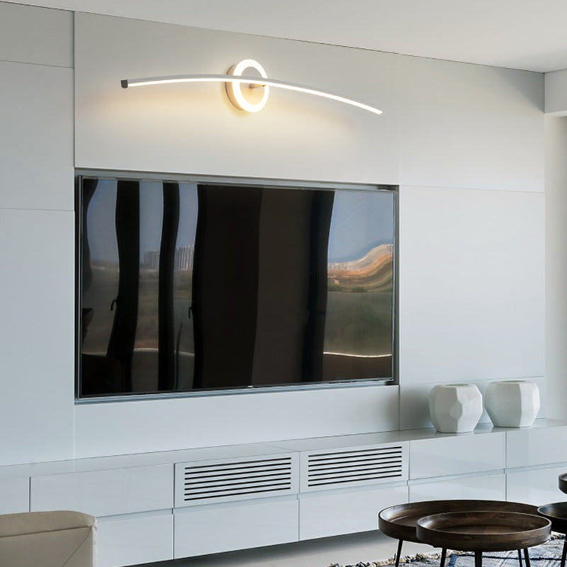 Linear Shade Metal Wall Sconce Modern Style Single Light Wall Mount Light in White