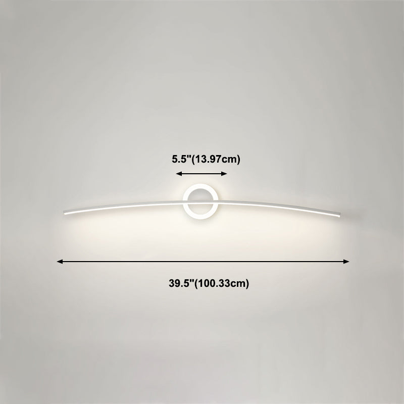 Linear Shade Metal Wall Sconce Modern Style Single Light Wall Mount Light in White