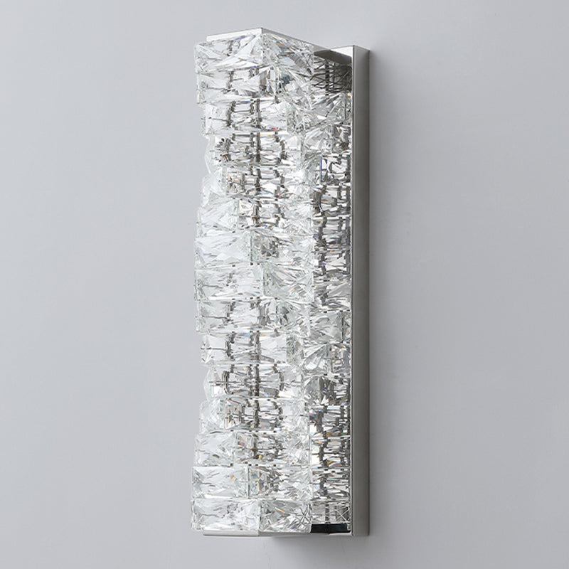 Unique Shade Crystal Wall Sconce Modern Style Single Light Wall Mounted Light in Silver
