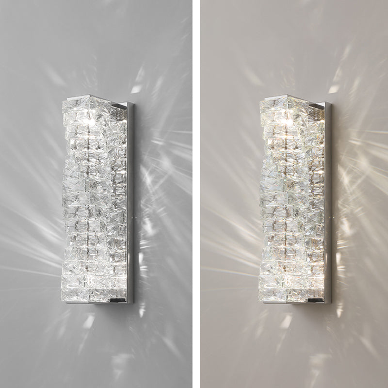Unique Shade Crystal Wall Sconce Modern Style Single Light Wall Mounted Light in Silver