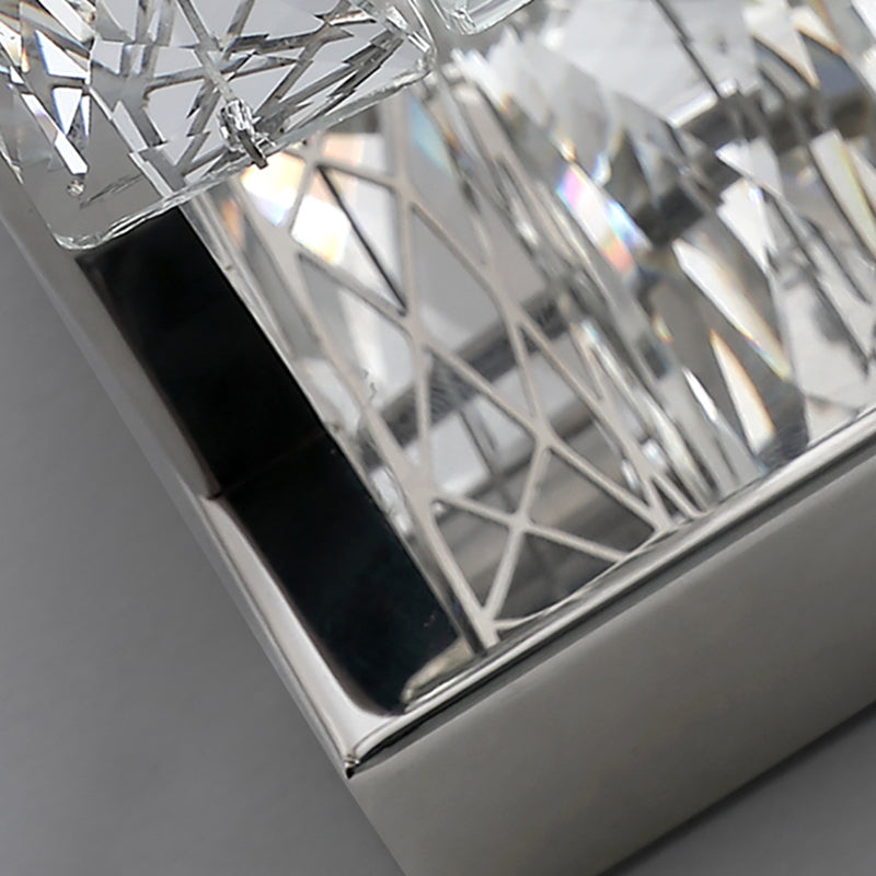 Unique Shade Crystal Wall Sconce Modern Style Single Light Wall Mounted Light in Silver