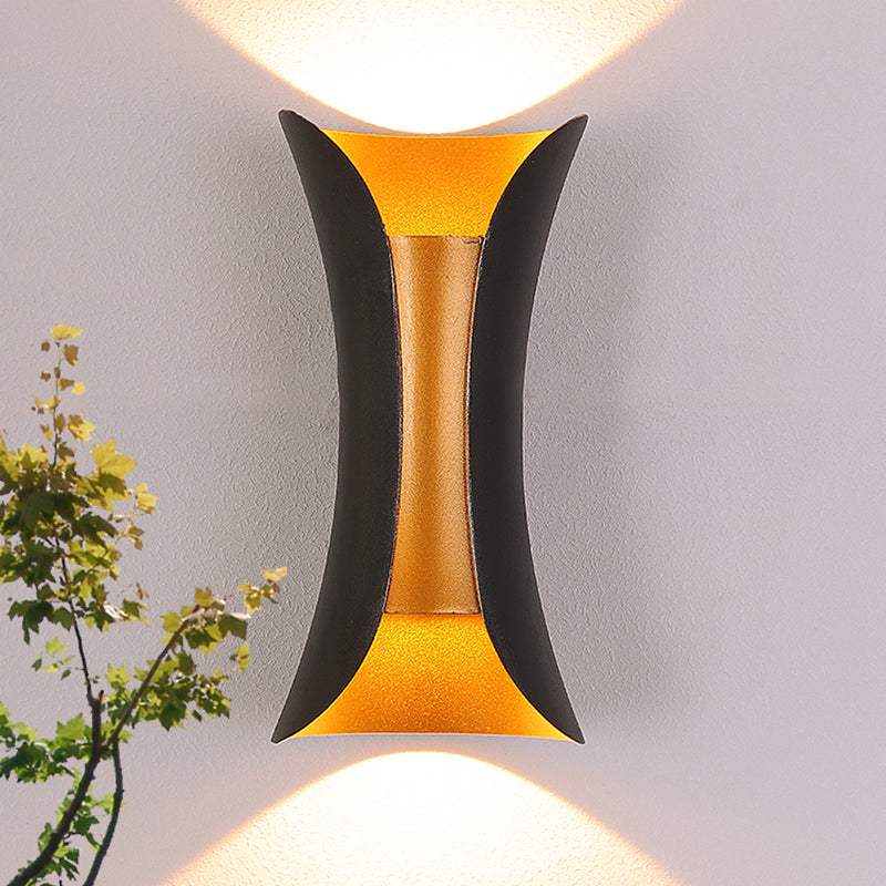Unique Shade Metal Wall Sconce Modern Style 2- Lights Wall Mounted Light in Black