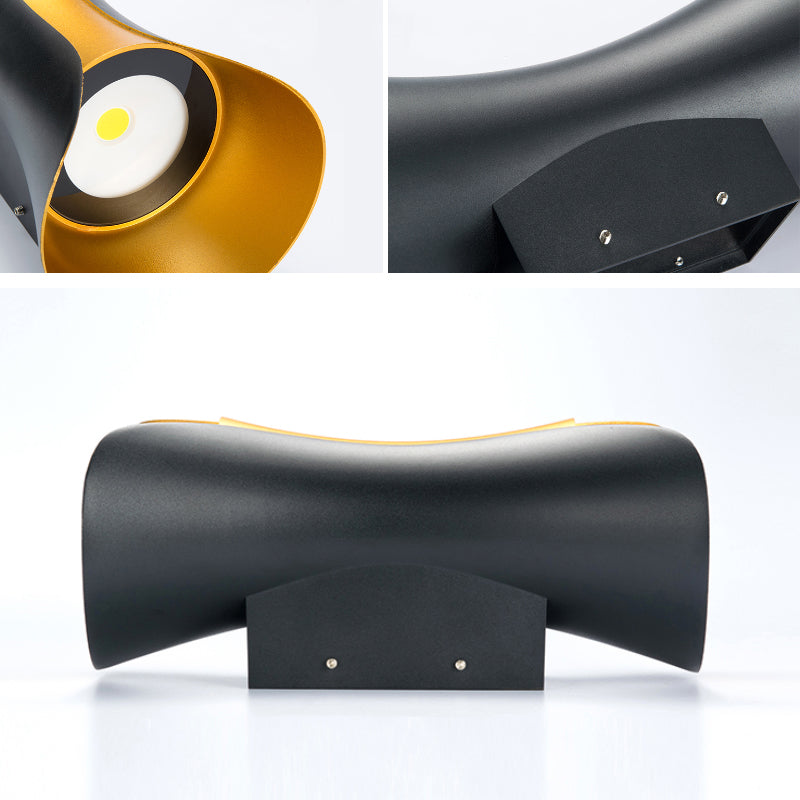 Unique Shade Metal Wall Sconce Modern Style 2- Lights Wall Mounted Light in Black