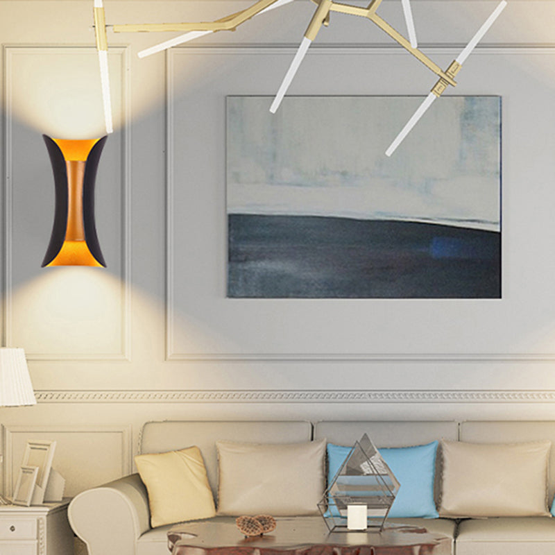 Unique Shade Metal Wall Sconce Modern Style 2- Lights Wall Mounted Light in Black