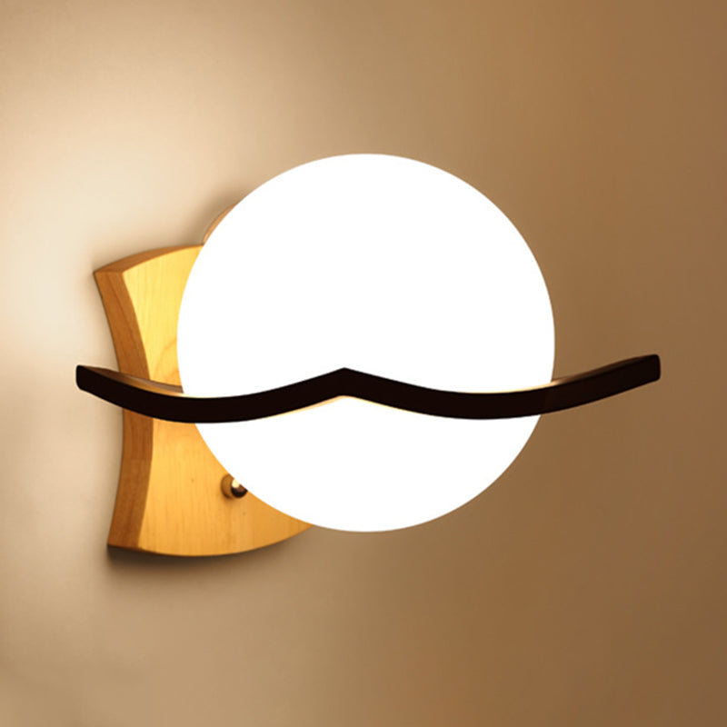 Japanese Style Wall Light Fixture Solid Wood Geometric Wall Sconce for Bedroom