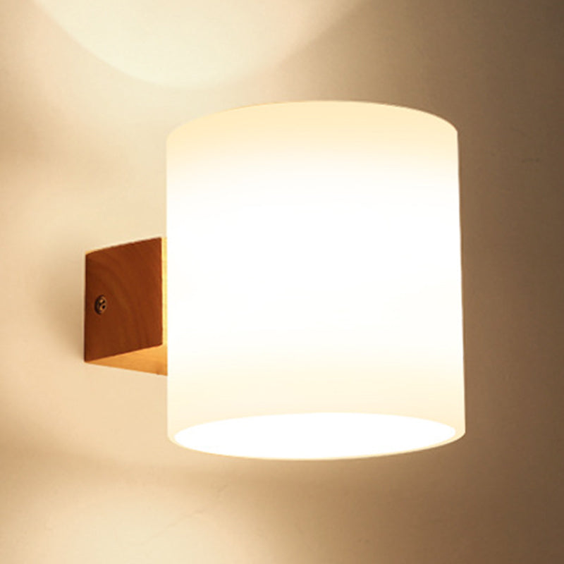 Japanese Style Wall Light Fixture Solid Wood Geometric Wall Sconce for Bedroom