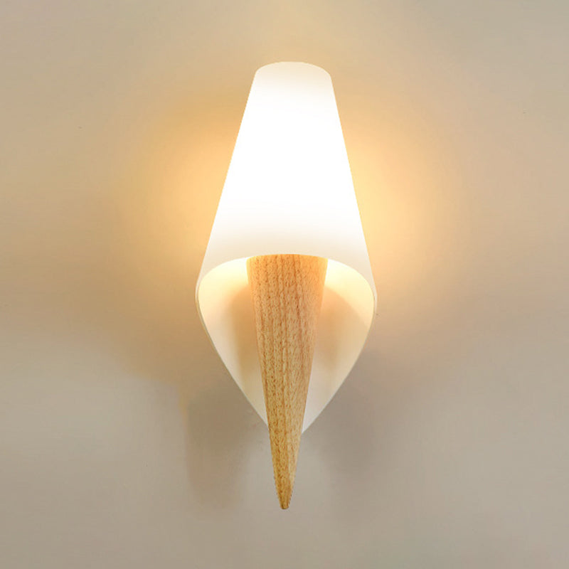 Japanese Style Wall Light Fixture Solid Wood Geometric Wall Sconce for Bedroom