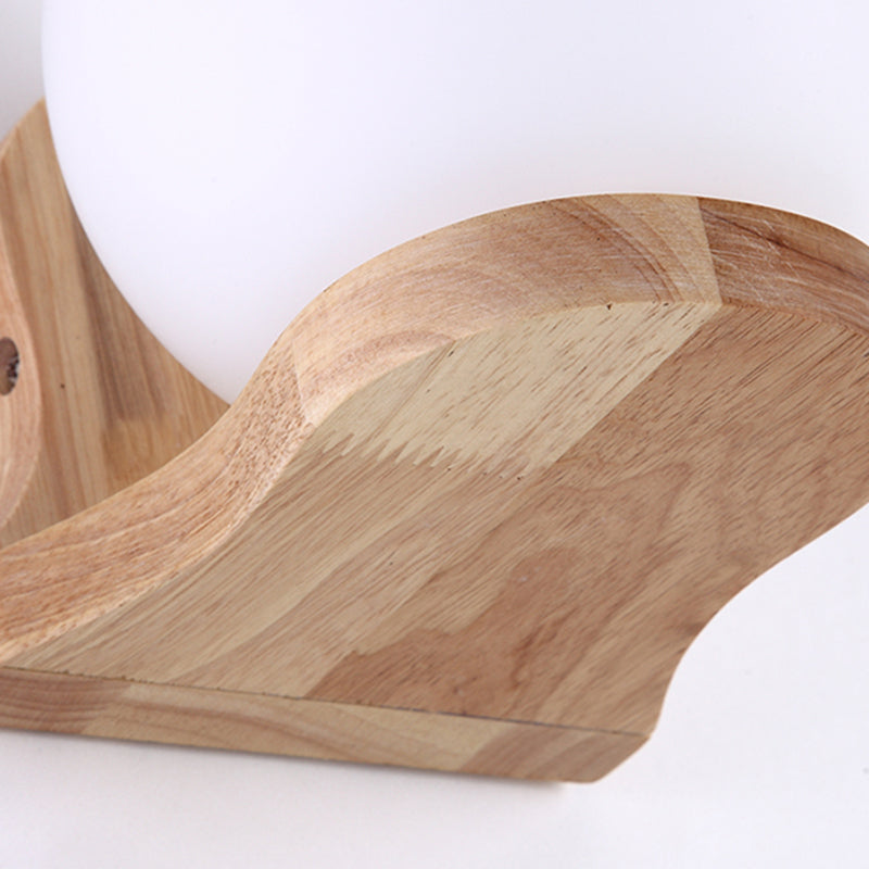 Japanese Style Wall Light Fixture Solid Wood Geometric Wall Sconce for Bedroom