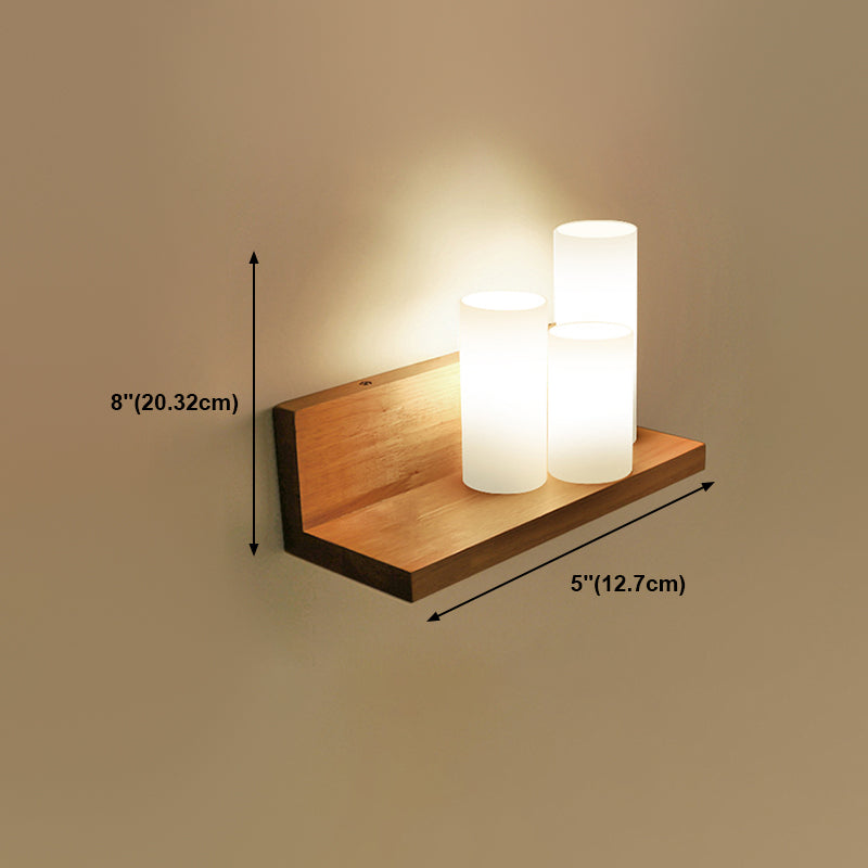 Japanese Style Wall Light Fixture Solid Wood Geometric Wall Sconce for Bedroom