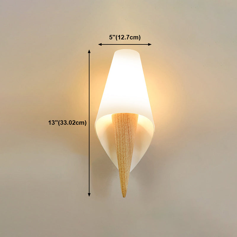 Japanese Style Wall Light Fixture Solid Wood Geometric Wall Sconce for Bedroom