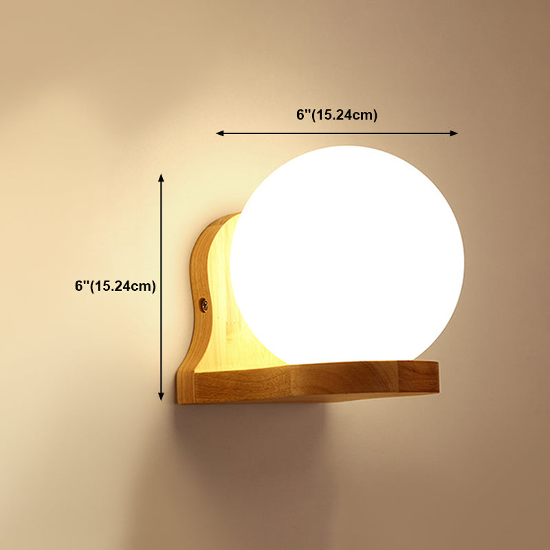 Japanese Style Wall Light Fixture Solid Wood Geometric Wall Sconce for Bedroom