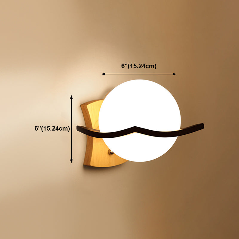 Japanese Style Wall Light Fixture Solid Wood Geometric Wall Sconce for Bedroom