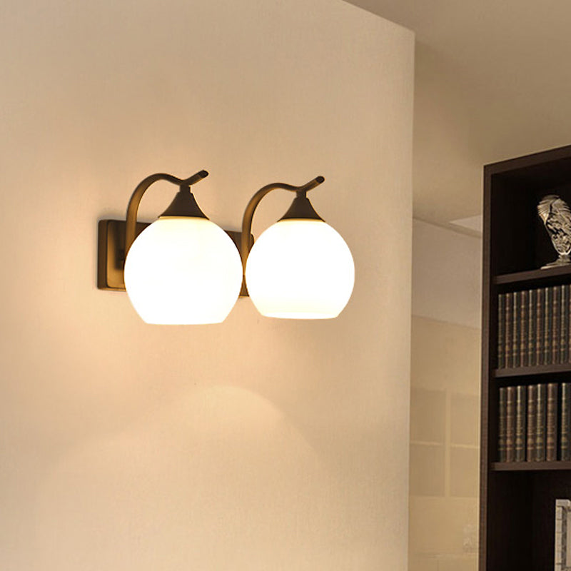 White Glass Dome Wall Lighting Fixture Modern Style Wall Light for Hallway