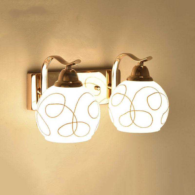 White Glass Dome Wall Lighting Fixture Modern Style Wall Light for Hallway