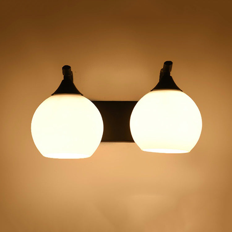 White Glass Dome Wall Lighting Fixture Modern Style Wall Light for Hallway