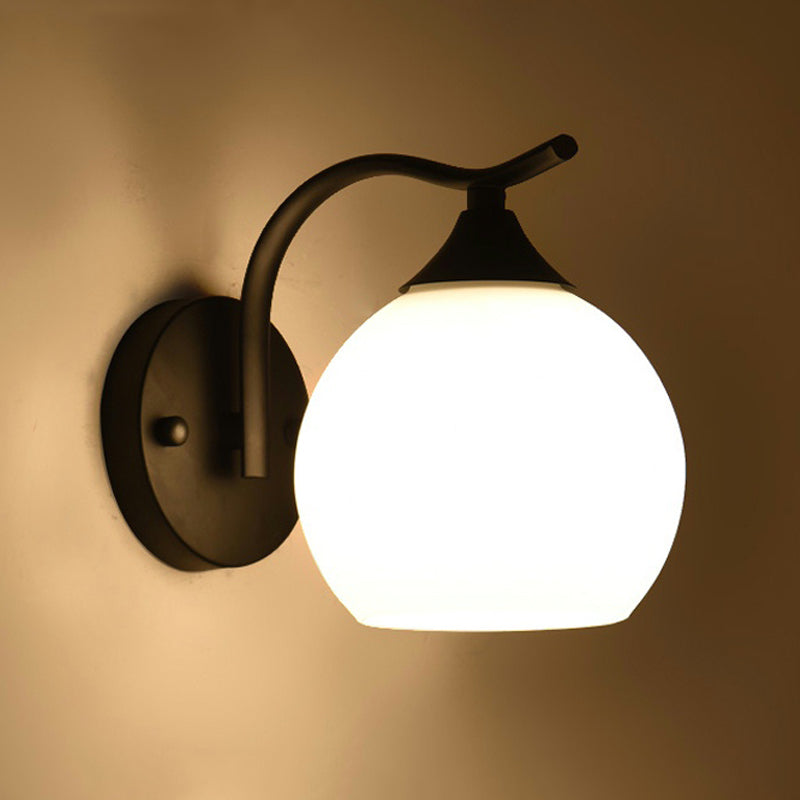 White Glass Dome Wall Lighting Fixture Modern Style Wall Light for Hallway