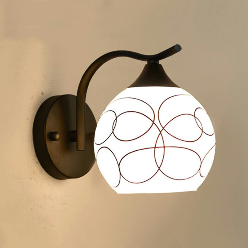 White Glass Dome Wall Lighting Fixture Modern Style Wall Light for Hallway