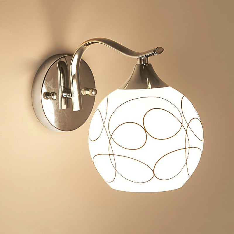 White Glass Dome Wall Lighting Fixture Modern Style Wall Light for Hallway