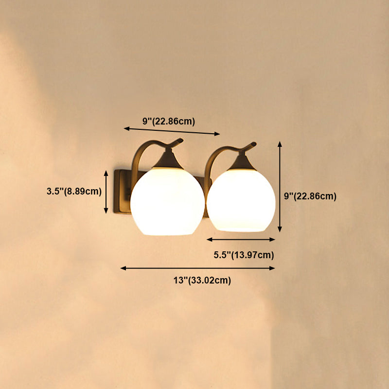 White Glass Dome Wall Lighting Fixture Modern Style Wall Light for Hallway