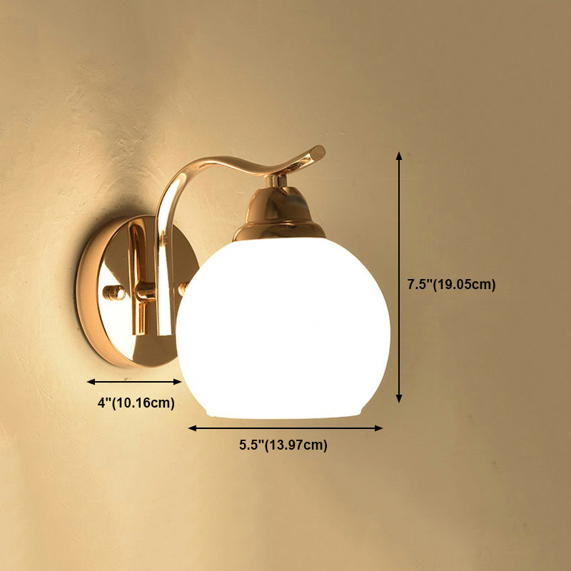 White Glass Dome Wall Lighting Fixture Modern Style Wall Light for Hallway