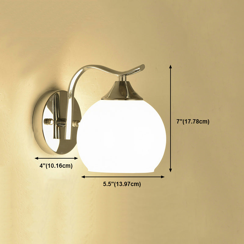 White Glass Dome Wall Lighting Fixture Modern Style Wall Light for Hallway
