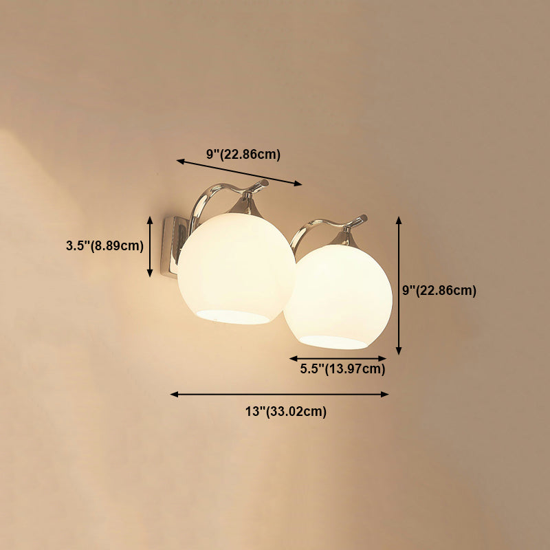 White Glass Dome Wall Lighting Fixture Modern Style Wall Light for Hallway