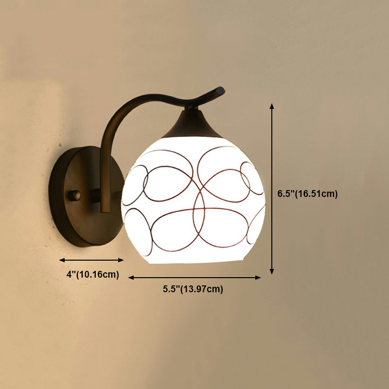 White Glass Dome Wall Lighting Fixture Modern Style Wall Light for Hallway