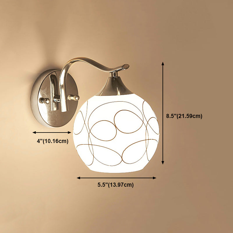 White Glass Dome Wall Lighting Fixture Modern Style Wall Light for Hallway