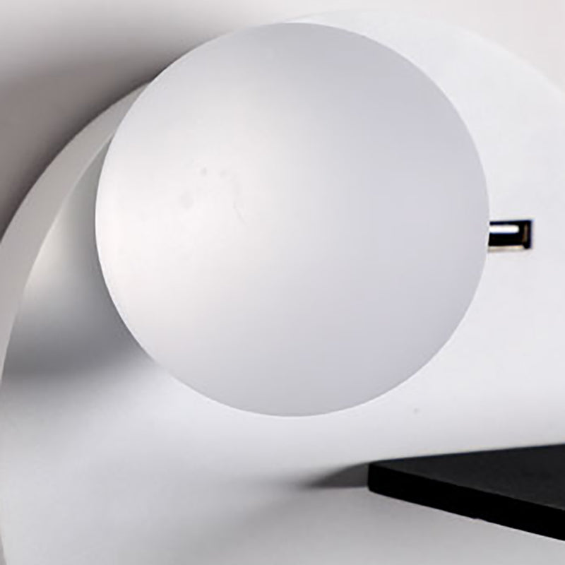 Round USB Reading Wall Lamp Nordic Metallic Bedside LED Wall Light